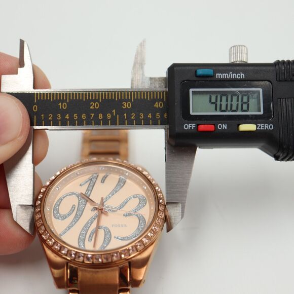 Fossil Women's Rose Gold Tone Watch 40mm Glitter Dial Crystal Bezel BQ1096 - Picture 2 of 15